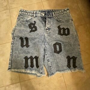 Blue and black Jorts new trending letter print